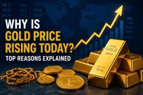 Why Is Gold Price Rising Today – Gold bars with rising price chart