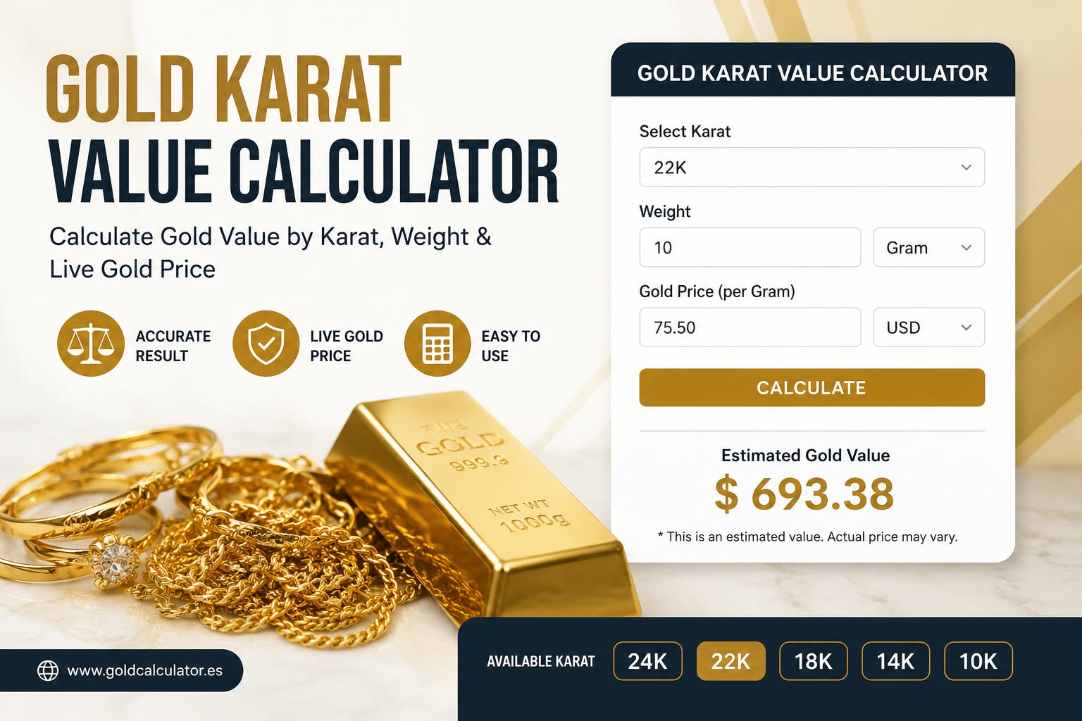 Gold Karat Value Calculator