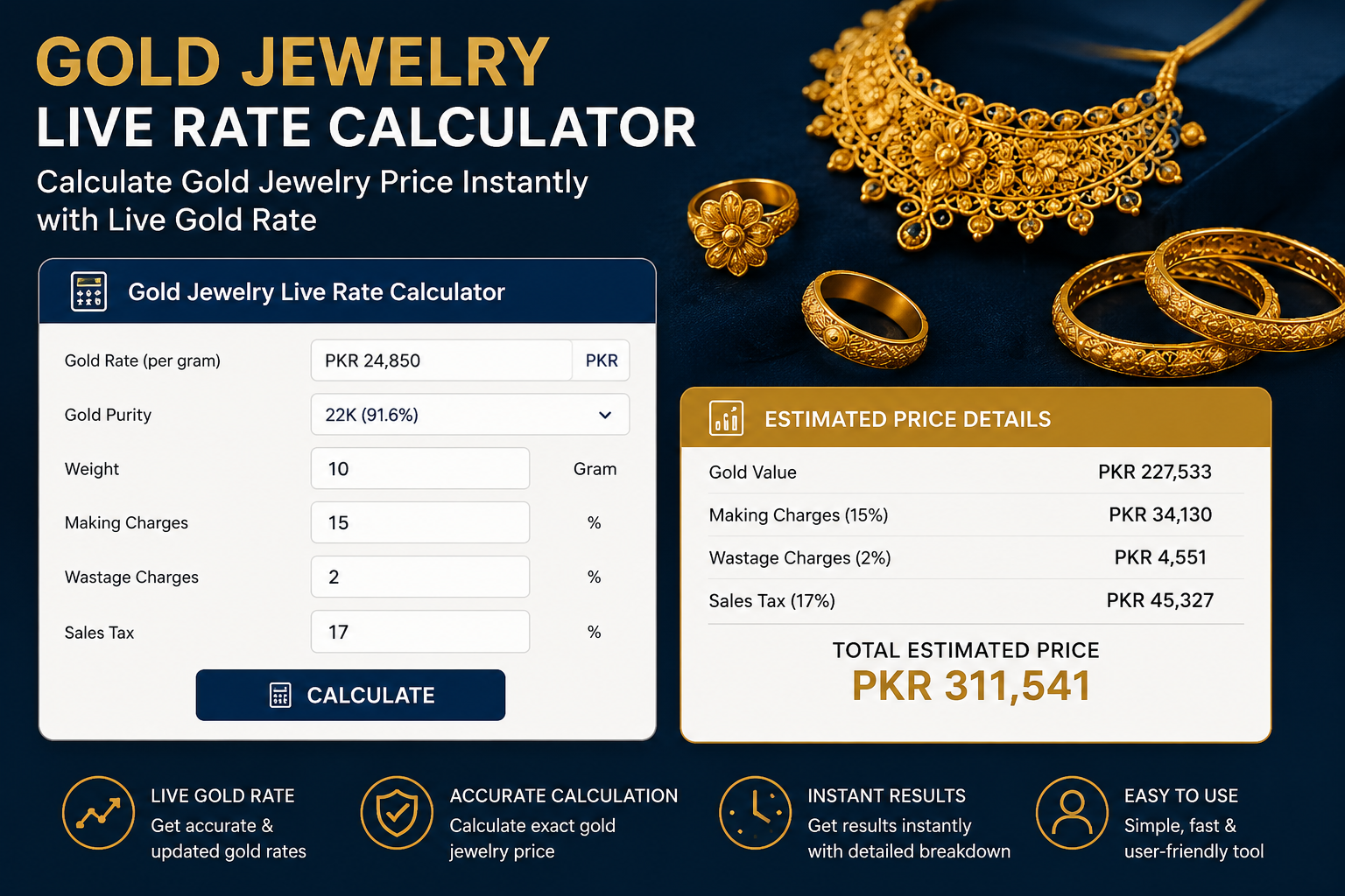 Gold Jewelry live rate Calculator