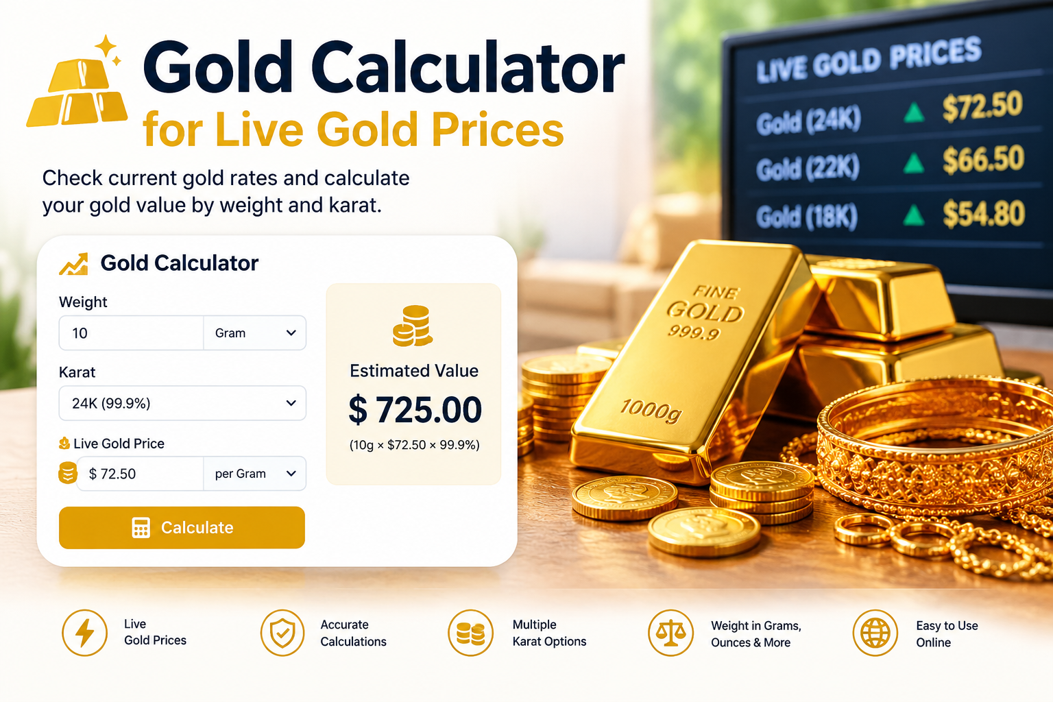 Gold Calculator for Live Gold Prices