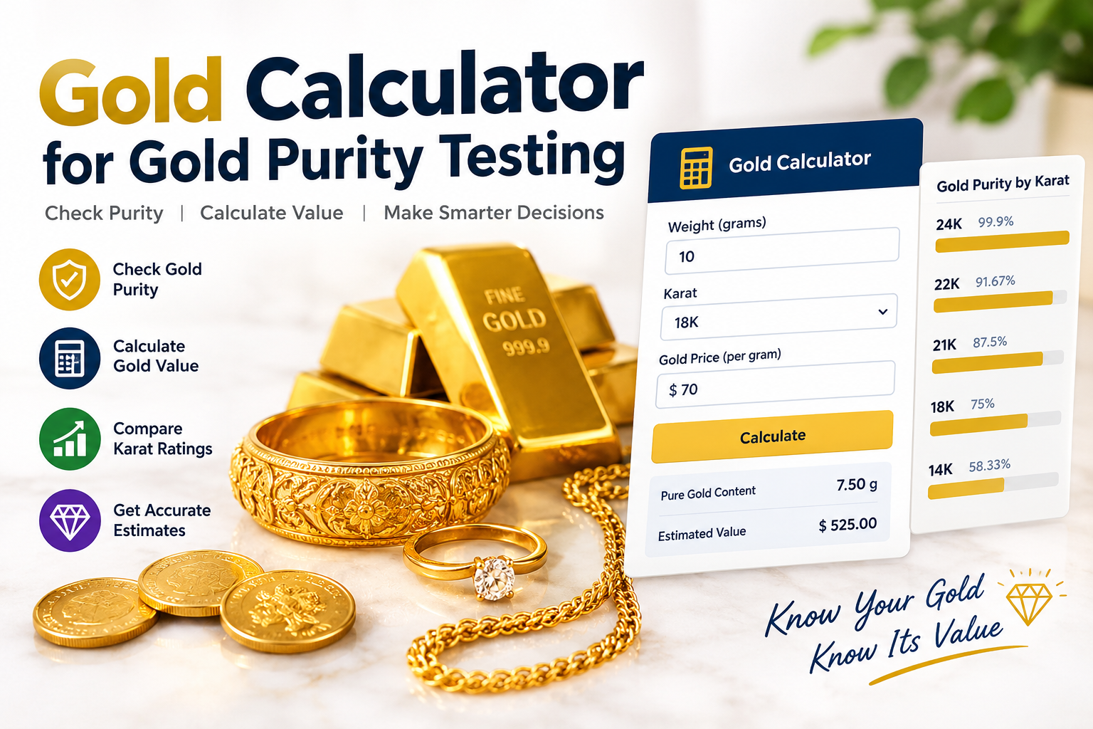 Gold Calculator for Gold Purity Testing